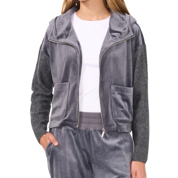 Vince Camuto
Women's Mixed-Media Zip-Front Cropped Hoodie - Picture 1 of 3